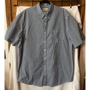 Men's Shirt Sleeve Blue and White Plaid Saddlebred Classic Fit XLT